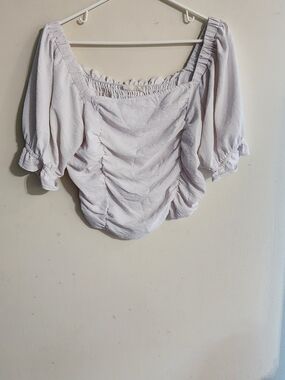 Dillards D Allure Off The Shoulder Ruched Cropped Blouse Cream White Large